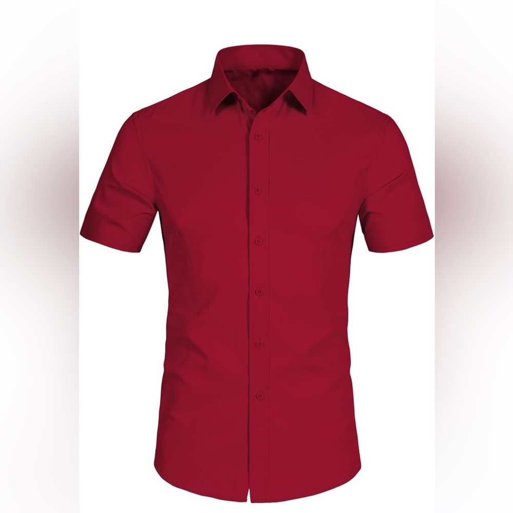 Mens XL Short Sleeve Slim Fit Dress Shirts Casual Button Down Business Shirts